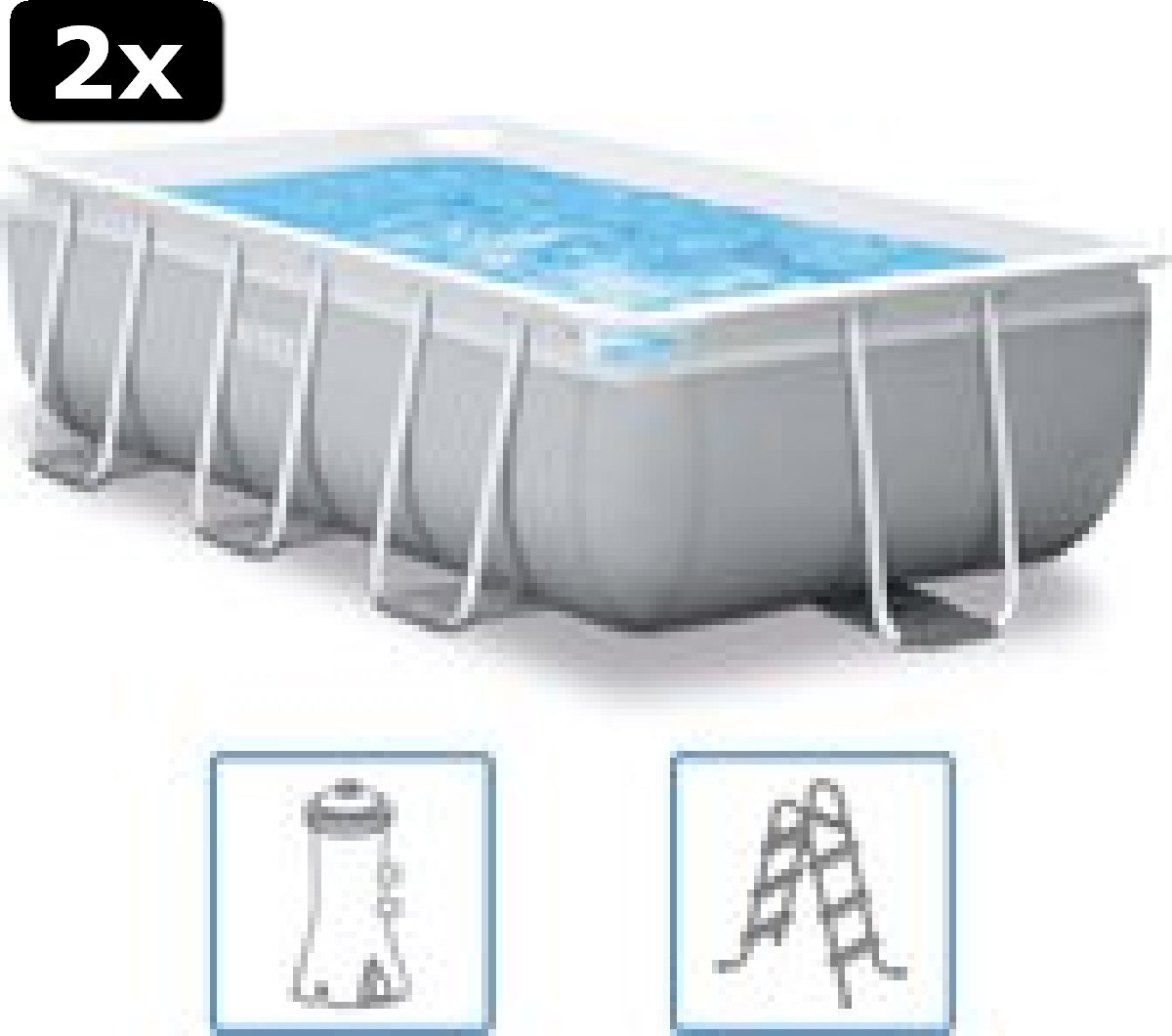 2x Intex Opzetzwembad - inclusief pomp en trap - Prism Frame - 300X175X80 cm - Grijs