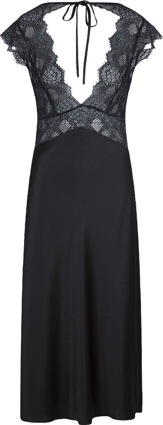 Zwarte lange satijnen slipdress Lingadore - Zwart - Maat - XL
