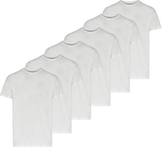 Phil & Co Ondershirt Heren T-shirt Ronde Hals Regular Fit 6-Pack Wit - Maat M