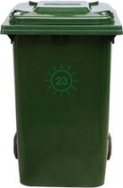 Autocollant Kliko / Autocollant poubelle - Soleil - Numéro 23 - 16,5x16,5 - Vert