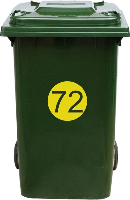 Kliko Sticker / Vuilnisbak Sticker - Nummer 72 - 17 x 17 - Geel