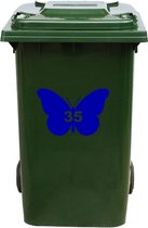 Kliko Sticker / Vuilnisbak Sticker - Vlinder - Nummer 35 - 14x21 - Blauw
