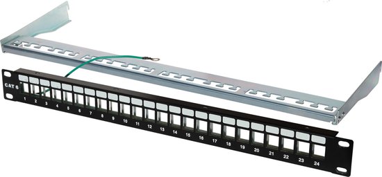 19 inch Patch Panel 1U voor 24 Keystone modules met kabelgeleiding ...