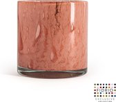 Design Vaas Cilinder - Fidrio BLUSH - glas, mondgeblazen bloemenvaas - diameter 17 cm hoogte 18 cm