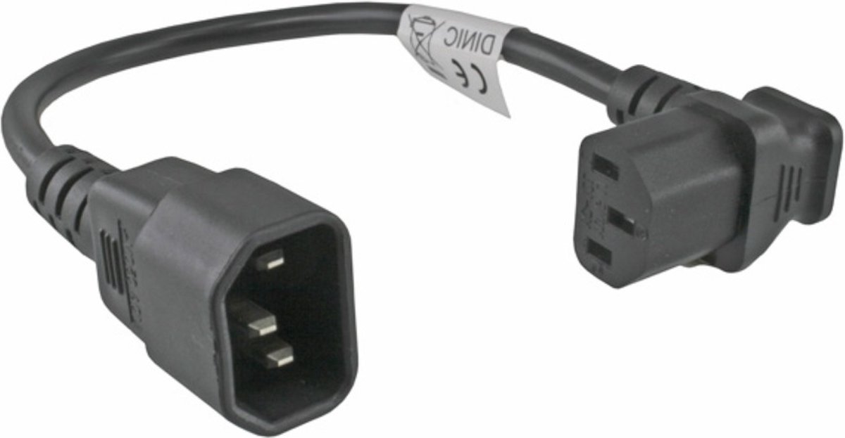 C13 (haaks/boven) - C14 stroomkabel voor UPS/PDU - 3x 0,75mm / zwart - 0,30 meter
