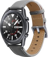 By Qubix Premium Leather bandje 20mm - Grijs - Geschikt voor Samsung Galaxy Watch 6 - Galaxy Watch 6 Pro - Galaxy Watch 5 - Galaxy Watch 5 Pro - Galaxy Watch 4 - Galaxy Watch 4 Classic - Active 2 - Watch 3 (41mm)