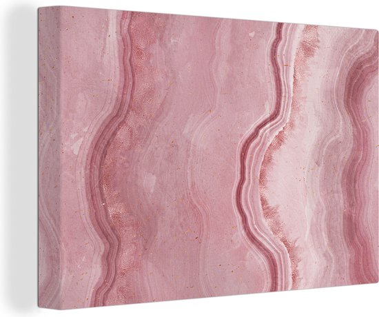 Canvas Schilderij Rosé - Agaat geode - Stenen - Kristal - Wanddecoratie