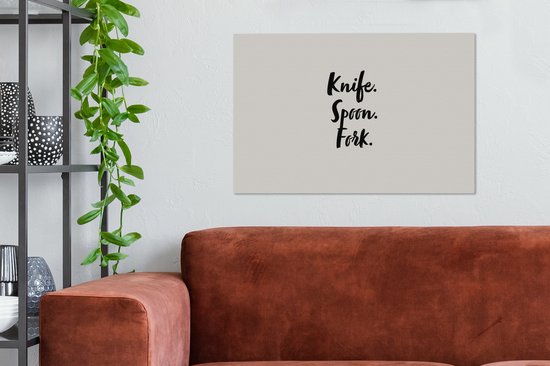 Citations de peinture sur toile - Cuisine - Dictons - Couteau. Cuillère. fourchette. - Couverts - 60x40 cm - Décoration murale