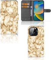 Book Cover iPhone 14 Pro Smartphone Hoesje Marmer Goud