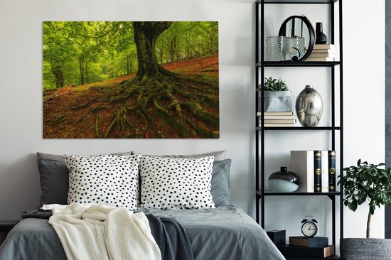 Tableau sur toile Arbre - Forêt - Feuilles d'Automne - 140x90 cm - Décoration murale