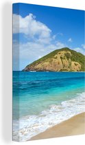 Canvas Schilderij Zee - Tropisch - Strand - Planten - 40x60 cm - Wanddecoratie