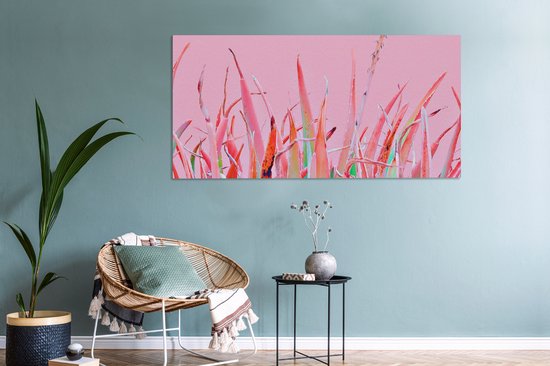 Toile Peinture Été - Plantes - Pastel - 160x80 cm - Décoration murale