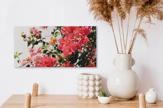 Peinture sur toile Fleurs - Buisson - Été - Rose - 40x20 cm - Décoration murale