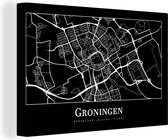 Canvas Schilderij Groningen - Plattegrond - Kaart - Stadskaart - 30x20 cm - Wanddecoratie