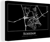 Canvas Schilderij Kaart - Schiedam - Plattegrond - Stadskaart - 30x20 cm - Wanddecoratie