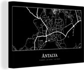 Canvas Schilderij Plattegrond - Kaart - Antalya - Stadskaart - 90x60 cm - Wanddecoratie