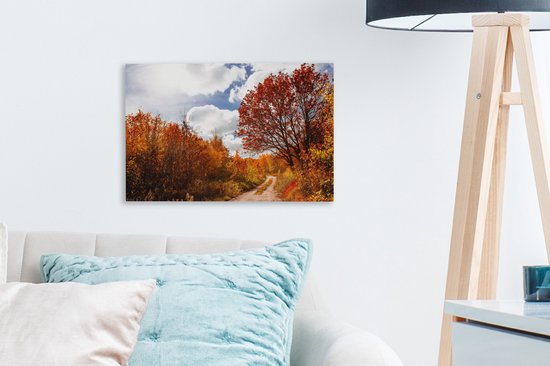 Tableau sur toile Arbre - Chemin - Automne - 30x20 cm - Décoration murale