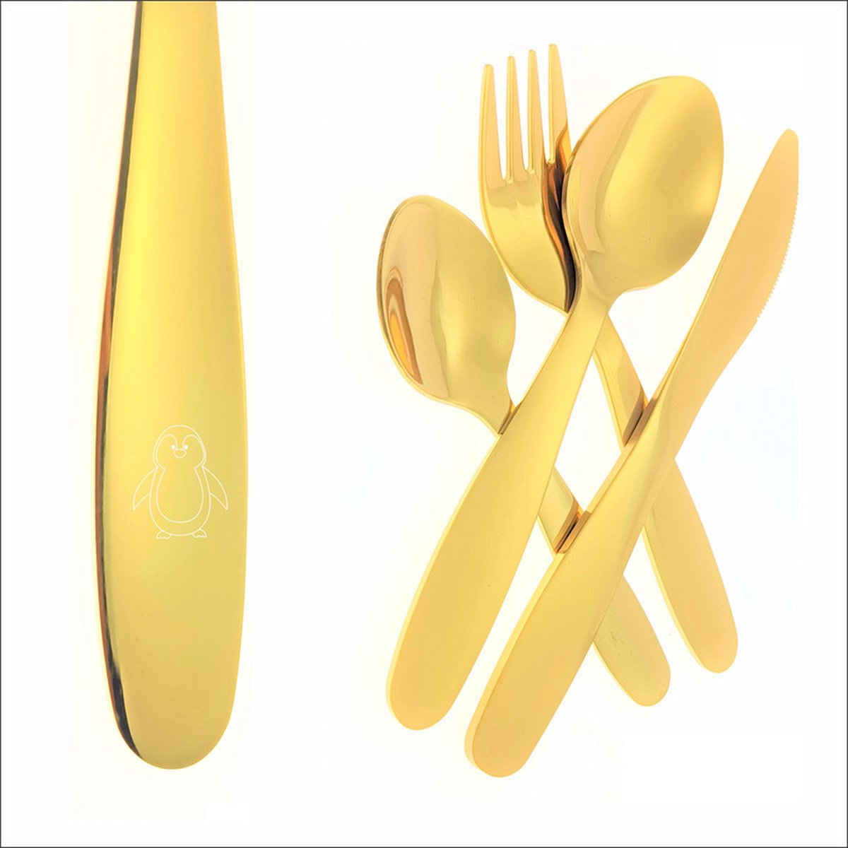 Goedkoopste Kinderbestek Met Gravering - Pinguin