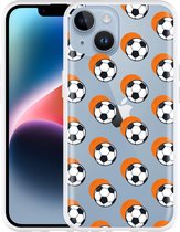 Geschikt voor Apple iPhone 14 Hoesje Soccer Ball Orange Shadow - Designed by Cazy
