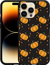 Geschikt voor Apple iPhone 14 Pro Max Hoesje Zwart Pumpkins - Designed by Cazy