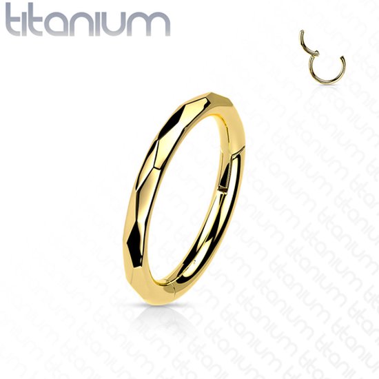 Piercing clicker titanium geslepen zijdes gold plated