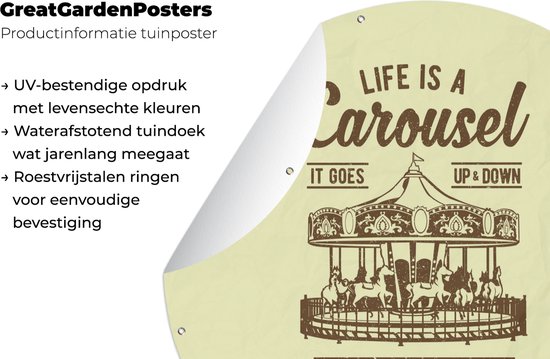 Garden Circle Carousel - Citations - Vintage - 60x60 cm - Affiche Ronde de Jardin - Extérieur