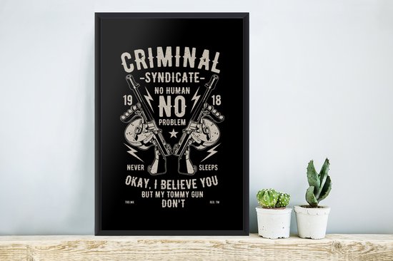 Cadre photo avec affiche - Mancave - Armes - Zwart - Vintage - 40x60 cm - Cadre pour affiche