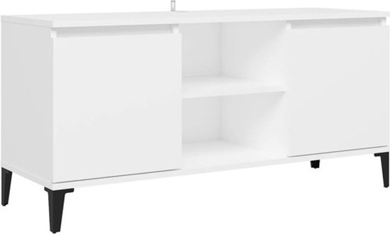 vidaXL - Tv-meubel - met - metalen - poten - 103,5x35x50 - cm - wit
