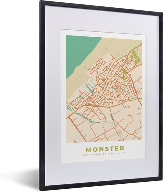 Fotolijst Incl Poster Plattegrond Monster Kaart Vintage Stadskaart X Bol Com