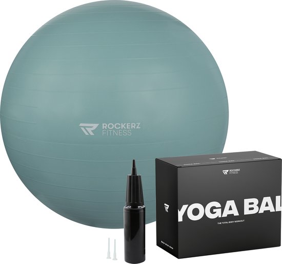 Rockerz Fitness® - Yoga bal inclusief pomp - Pilates bal - Fitness bal - Zwangerschapsbal - Goede houding bij het thuiswerken - 65 cm - kleur: Petrol - Valentijnsdag cadeau