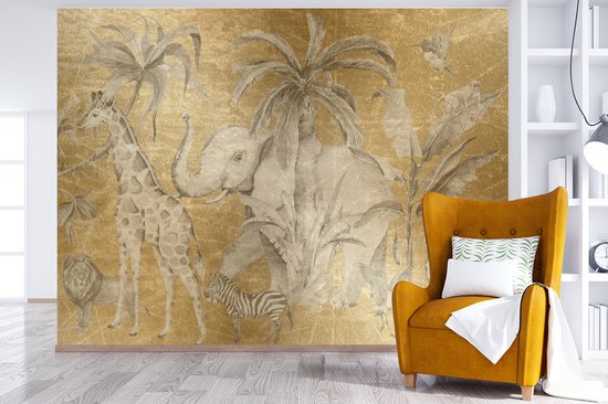 Papier Peint - Papiers Papier peint photo Décoration Jungle - Enfants - Goud - Largeur 375 cm x Hauteur 280 cm