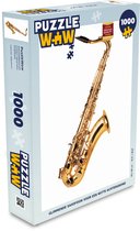 Puzzel Glimmende saxofoon voor een witte achtergrond - Legpuzzel - Puzzel 1000 stukjes volwassenen