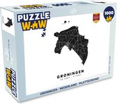 Puzzel Groningen - Nederland - Plattegrond - Legpuzzel - Puzzel 1000 stukjes volwassenen - Stadskaart