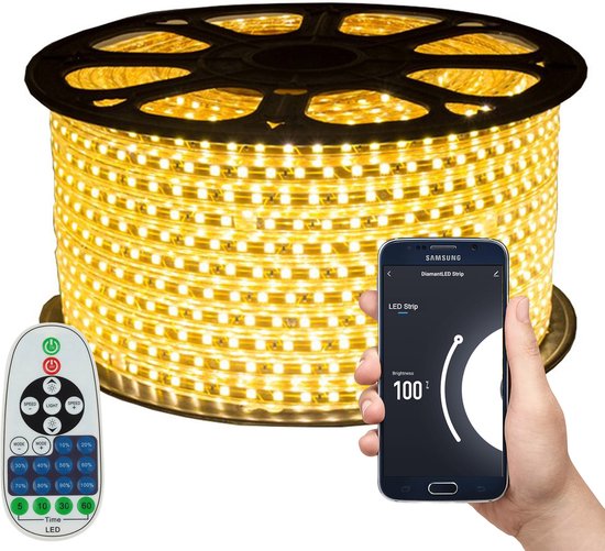 LED Strip Warm Wit - 40 Meter aan één stuk - Met Wi-Fi App + IR 23 knops...  | bol.com