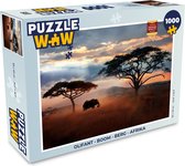 Puzzel Olifant - Boom - Berg - Afrika - Legpuzzel - Puzzel 1000 stukjes volwassenen