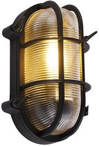 Bol.com QAZQA nautica - Industriele Wandlamp voor buiten - 1 lichts - L 250 mm - Zwart - Industrieel - Buitenverlichting aanbieding