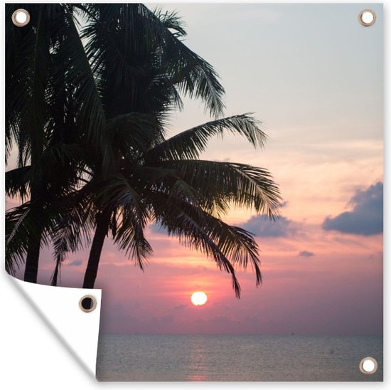 Tuinposter - Tuindoek - Tuinposters Buiten - Boot Tussen De Palmbomen Op Het Strand Van Maui 120x80 Cm Tuin