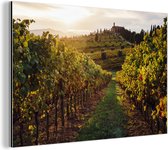 Coucher de soleil sur les vignobles de la Toscane italienne Aluminium 90x60 cm - Tirage photo sur aluminium (décoration murale en métal)