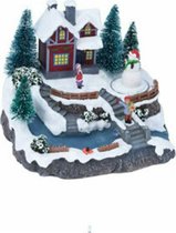 Village de Noël - Maison de Noël avec mouvement et lumières - Maison avec bonhomme de neige tournant - B/O