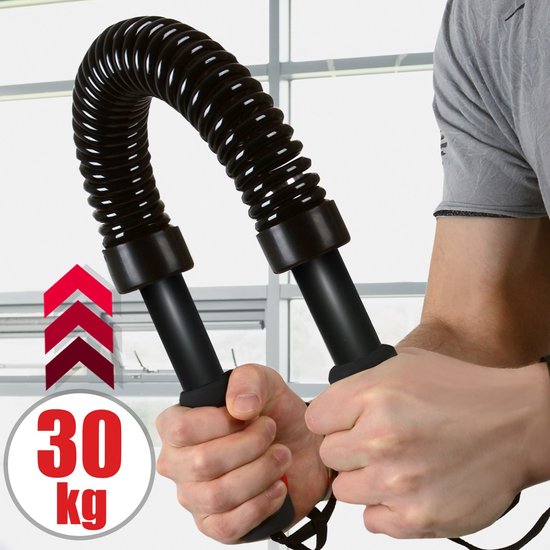 GoodVibes - Arm Buigveer 30kg - Zwart - Stalen buigstang voor bovenarmen, onderarmen, biceps en borst Krachttraining - Power Twister, Armtrainer, Spanveer, Weerstandsveer