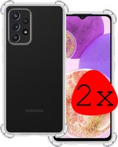 Hoes Geschikt voor Samsung A23 Hoesje Shock Proof Case Hoes Siliconen - Hoesje Geschikt voor Samsung Galaxy A23 Hoes Cover Shockproof - Transparant - 2 Stuks