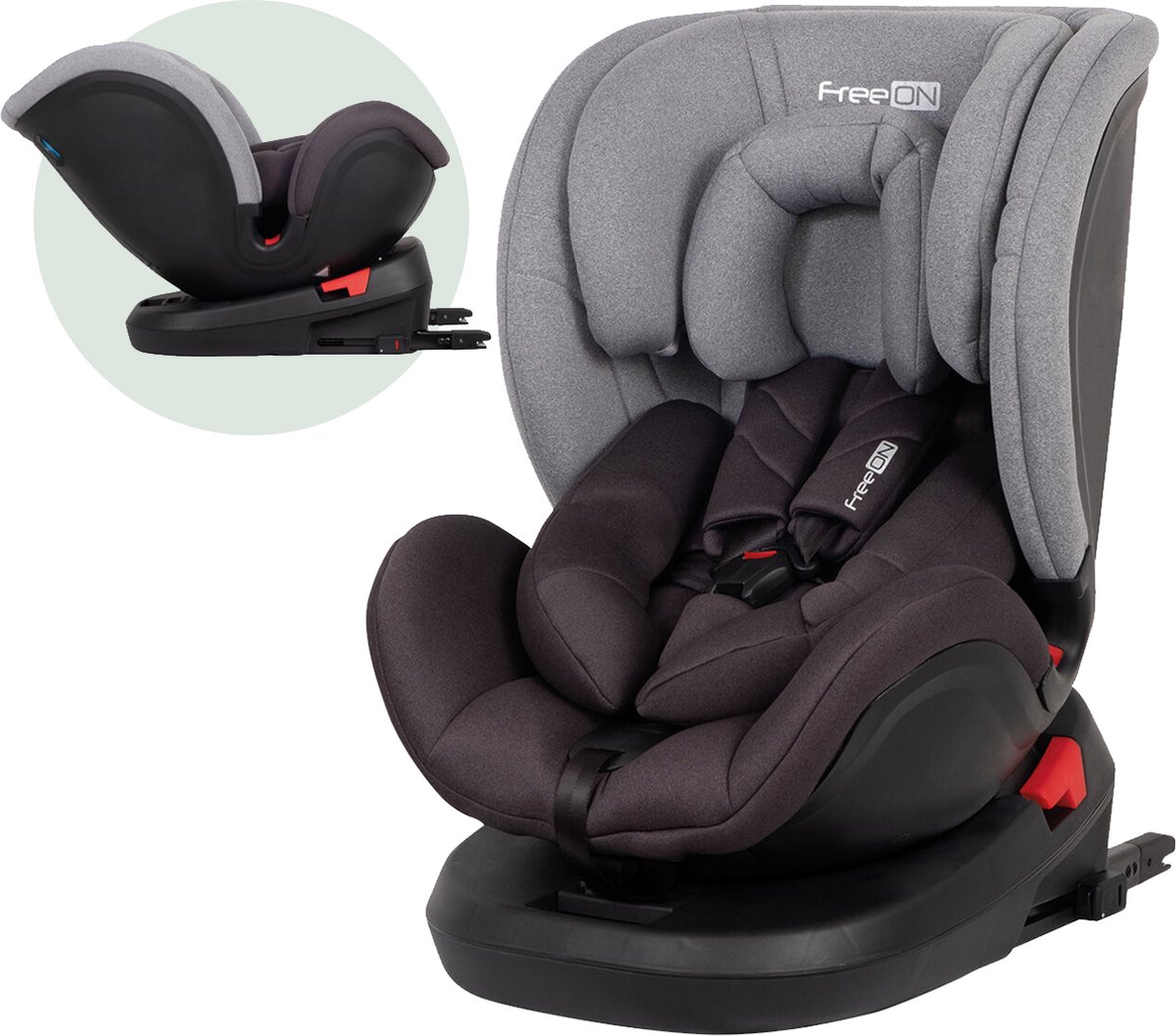 FreeON autostoel Linus 360° met isoFix Grijs (0-36kg) - Groep 0-1-2-3 autostoel voor kinderen van 0 tot 12 jaar