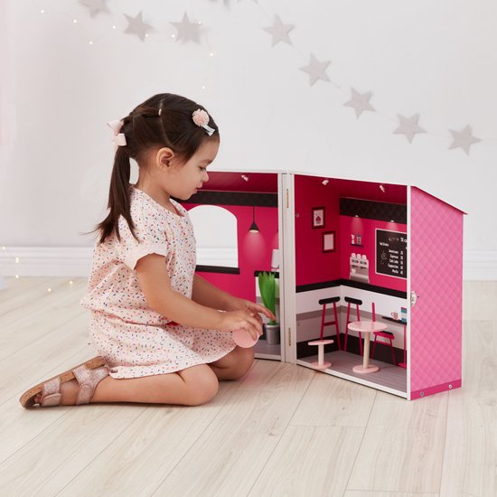 Teamson Kids Cafe Voor 12" Poppen - Accessoires Voor Poppen - - Roze/Wit | bol.com
