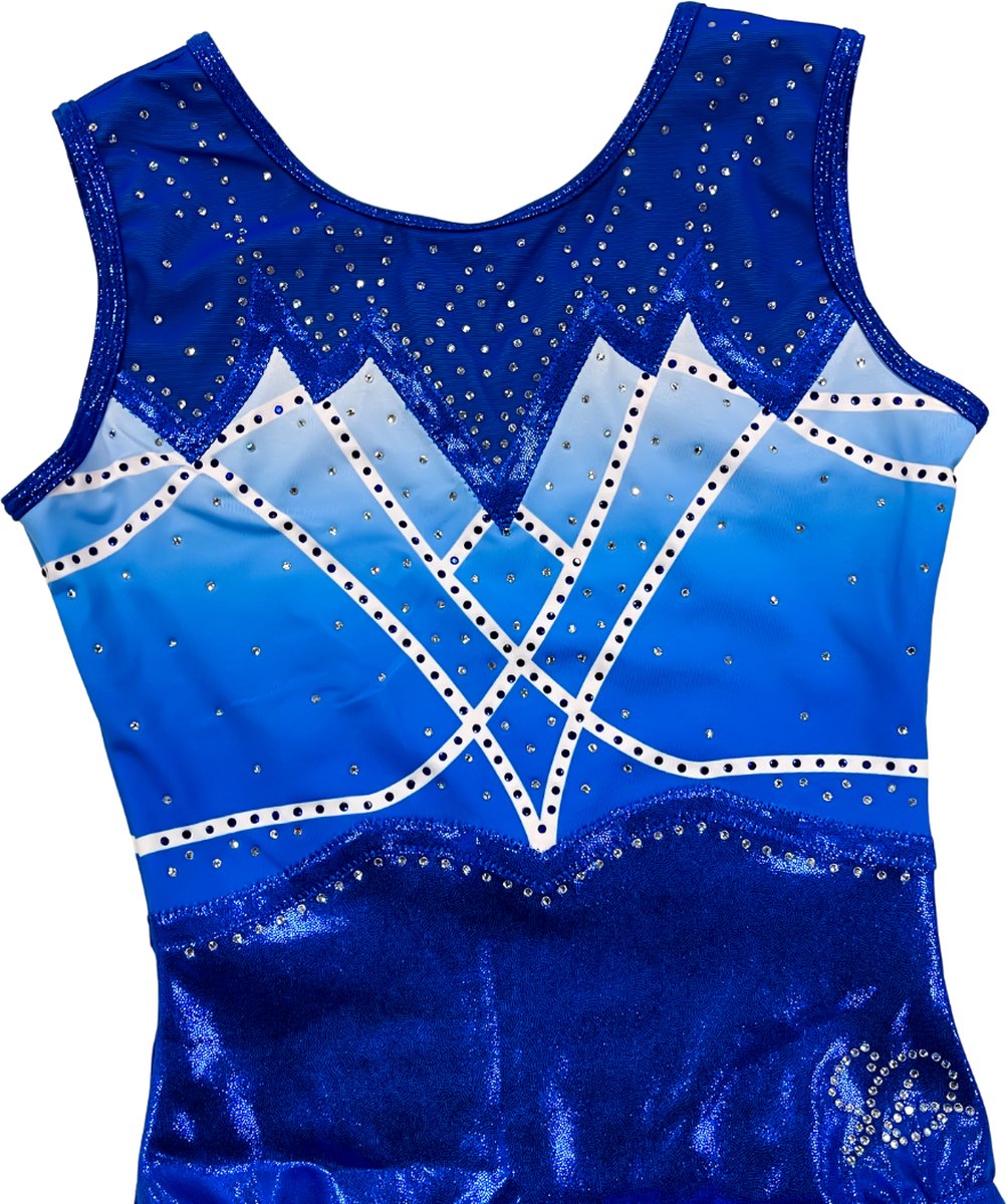 Sparkle&Dream Turnpakje Puck Blauw - maat INT 110/116 - Gympakje voor Turnen, Acro en Gymnastiek