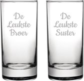 Gegraveerde longdrinkglas 28,5cl De Leukste Broer-De Leukste Suster
