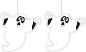 Set van 2x stuks halloween thema hangende spook/geest decoratie wit 30 cm brandvertragend papier