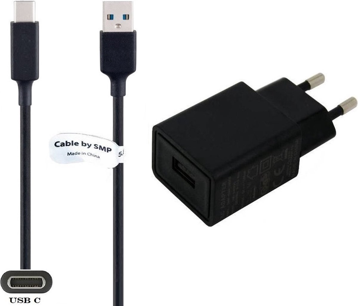 2A lader + 2,0m USB C kabel. TUV getest & USB 3.0 / 56 kOhm Oplader adapter  met... | bol.com
