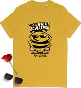 Heren T Shirt 'Bee' Cool - Geel -  Maat S