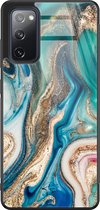 Hoesje geschikt voor Samsung Galaxy S20 FE - Magic marble - Hard Case Zwart - Marmer - Groen - Mooie Telefoonhoesjes