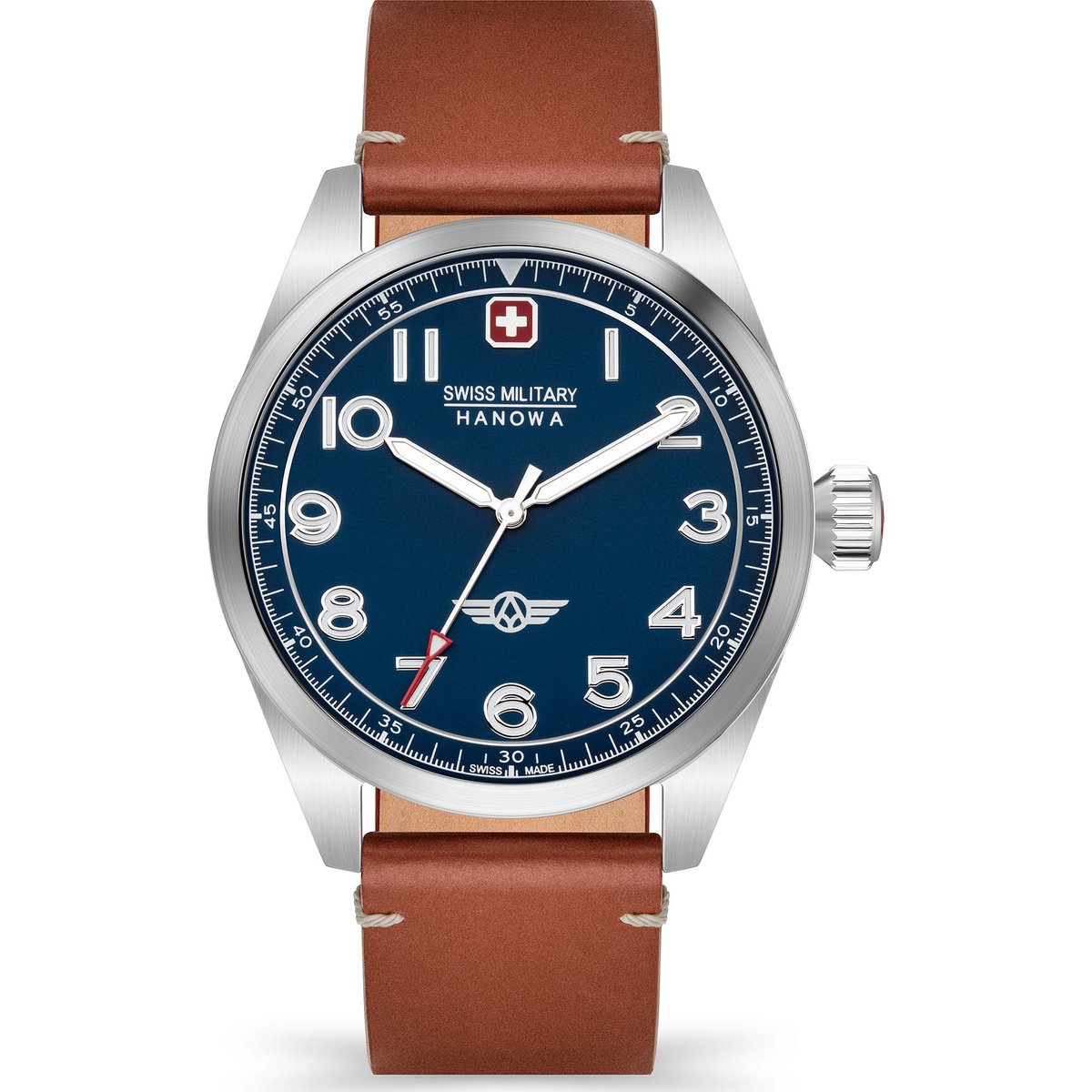 Swiss Military Hanowa Falcon Horloge - Swiss Military Hanowa heren horloge - Blauw - diameter 42 mm - roestvrij staal